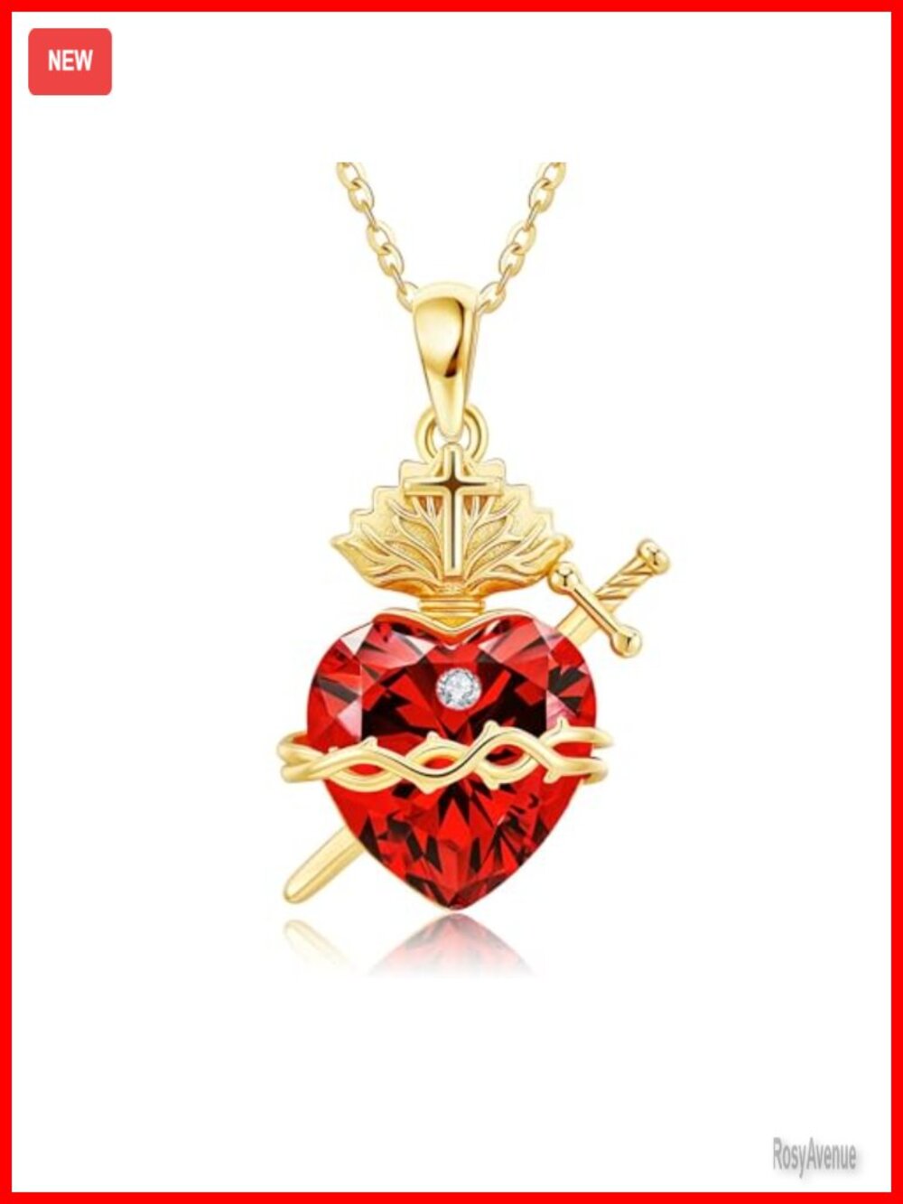 Sacred Heart Necklace 925 Sterling Silver Jesus Pendant 18in Catholic Jewelry